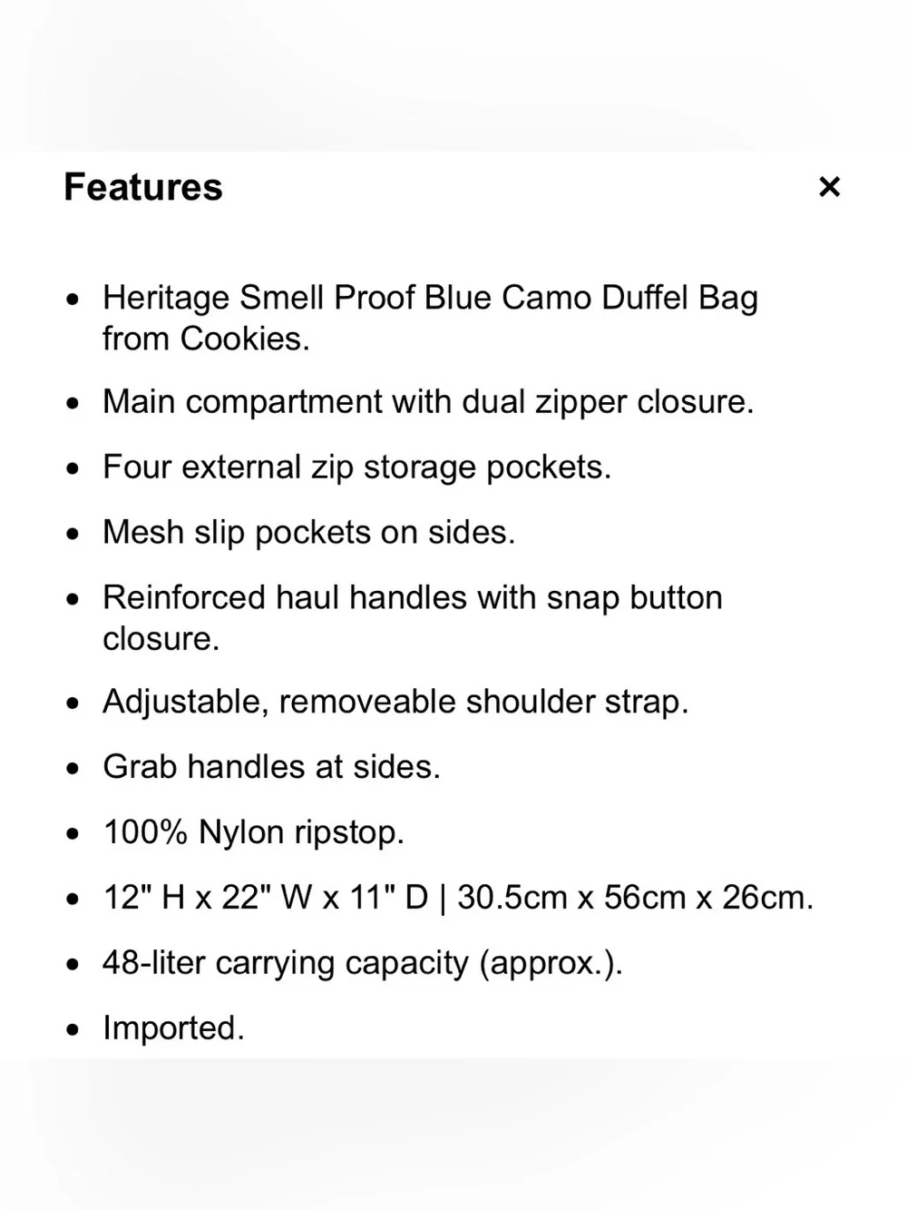 Cookies Heritage Smell Proof Blue Camo Duffel Bag